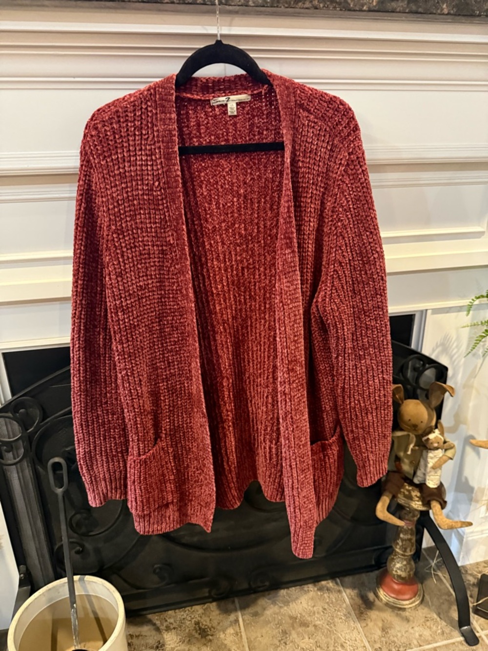 Seven7 Open-Front Chenille Cardigan Sweater - Dusty Rose